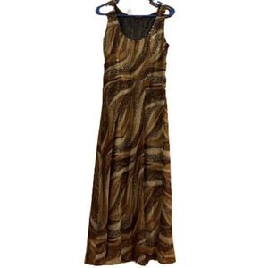 Vintage Jessica Howard Women’s Brown Multi Metallic Evening Maxi Dress Sz-10